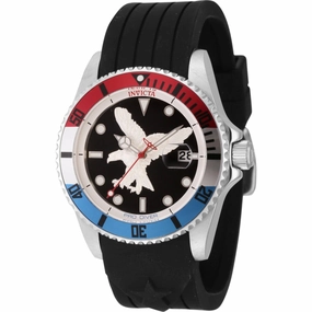 Invicta Men's Watch - Pro Diver Silver Tone and Black Dial Silicone Strap | 45872