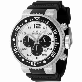 Invicta Men's Watch - Pro Diver Silver Tone and Black Dial Silicone Strap | 47198