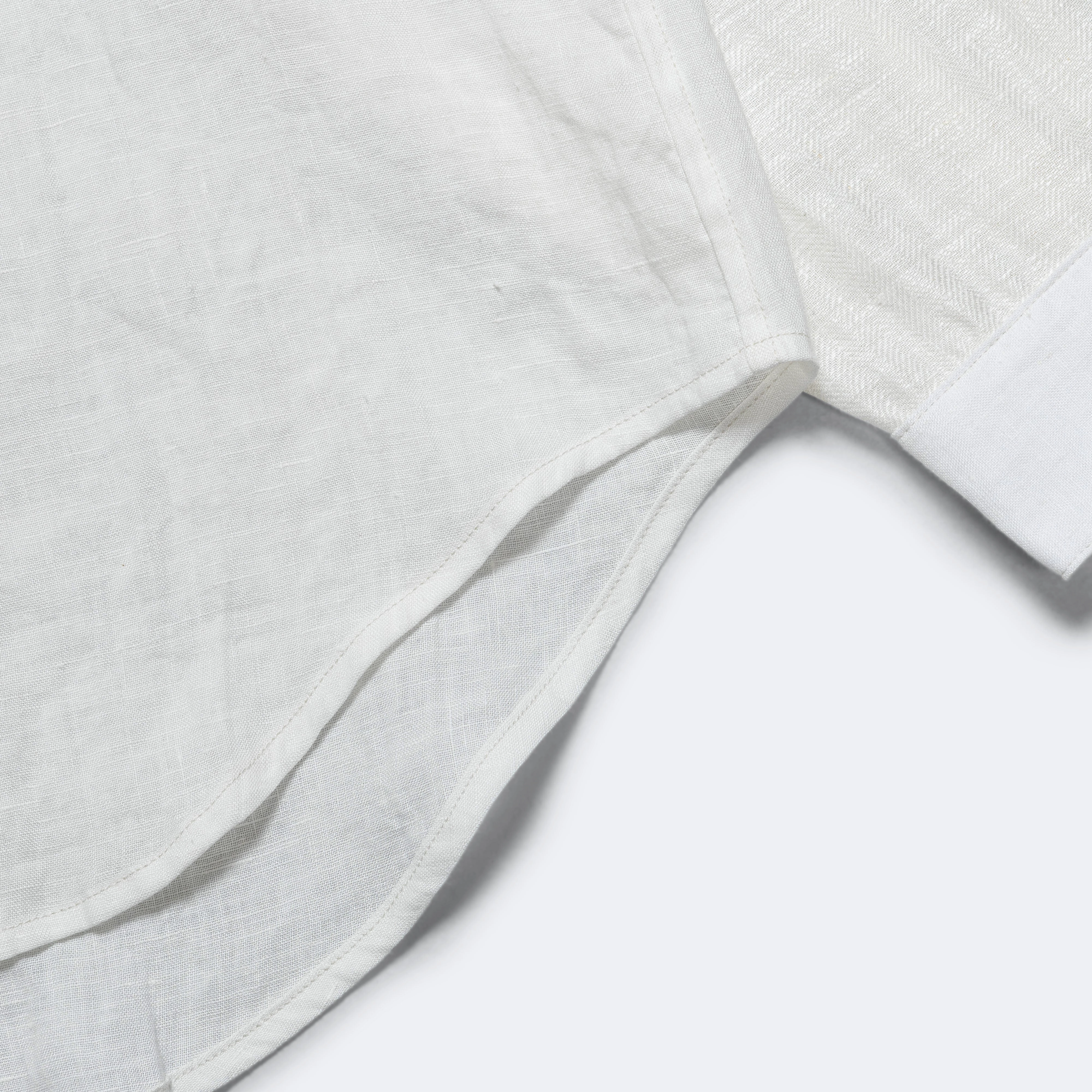 Linen Drawn Work Hippie Sleeve Shirt - White