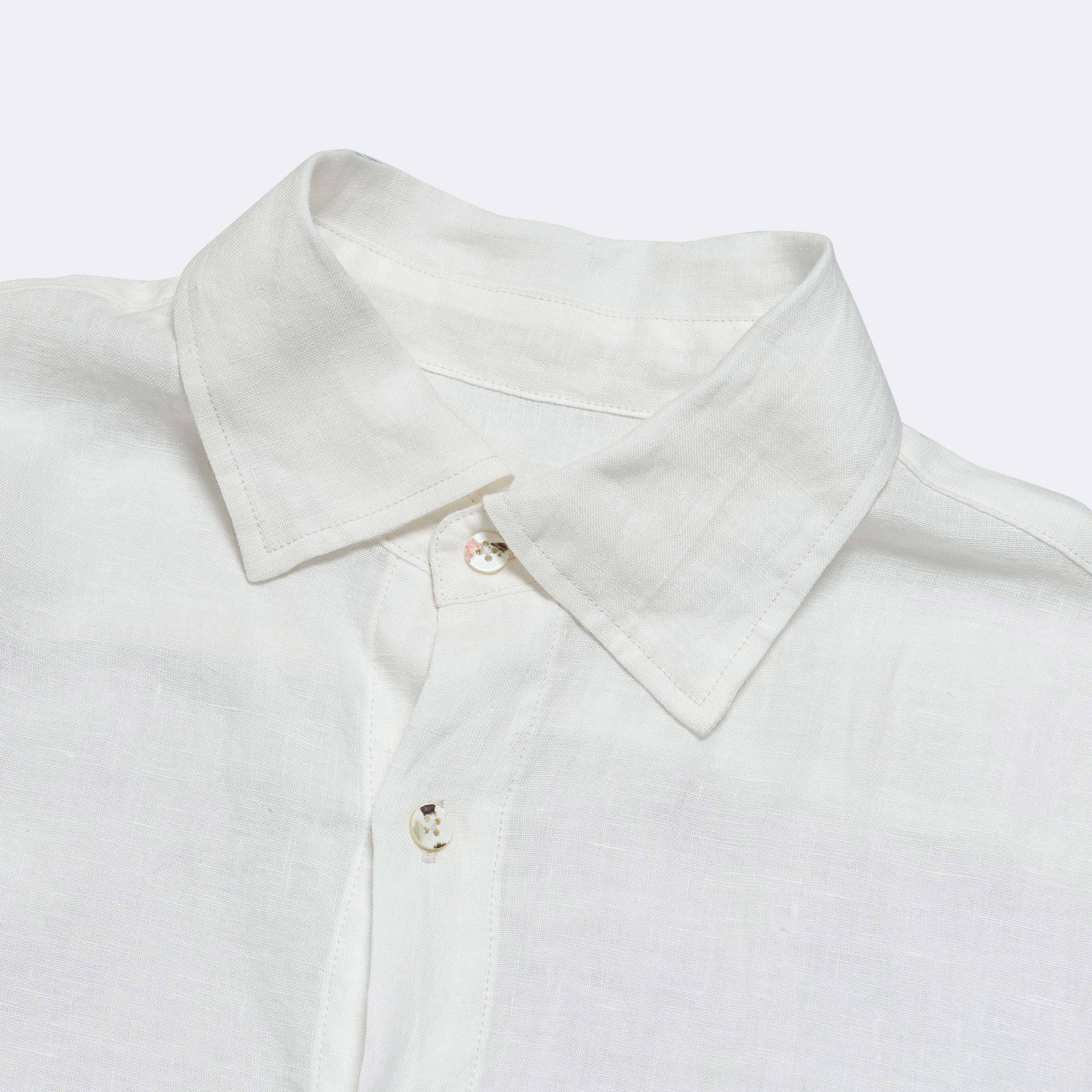 Linen Drawn Work Hippie Sleeve Shirt - White