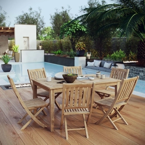Marina 7 Piece Outdoor Patio Teak Dining Set by Modway