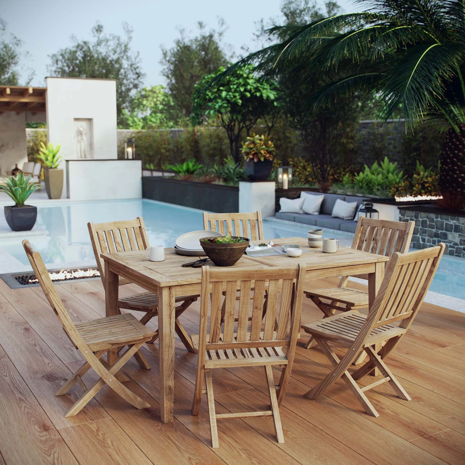 Marina 7 Piece Outdoor Patio Teak Dining Set by Modway