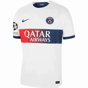 Nike Paris Saint-Germain Authentic Match Vaporknit Away Jersey w/ Champions League Patches 23/24 (White/Midnight Navy)