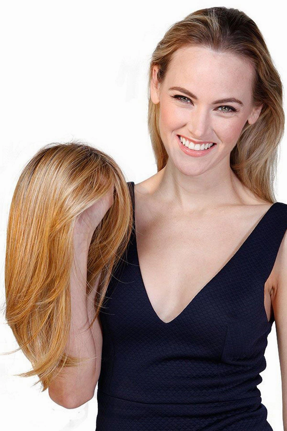 Sale - Belle Tress Toppers - Lace Front Mono Top Straight 14" (#7005) - Color: Cappuccino with Cherry