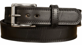 SPECIAL OFFER - The Bomber: Men's Black Double Stitched With Distressed Marks Leather Belt 1.50"