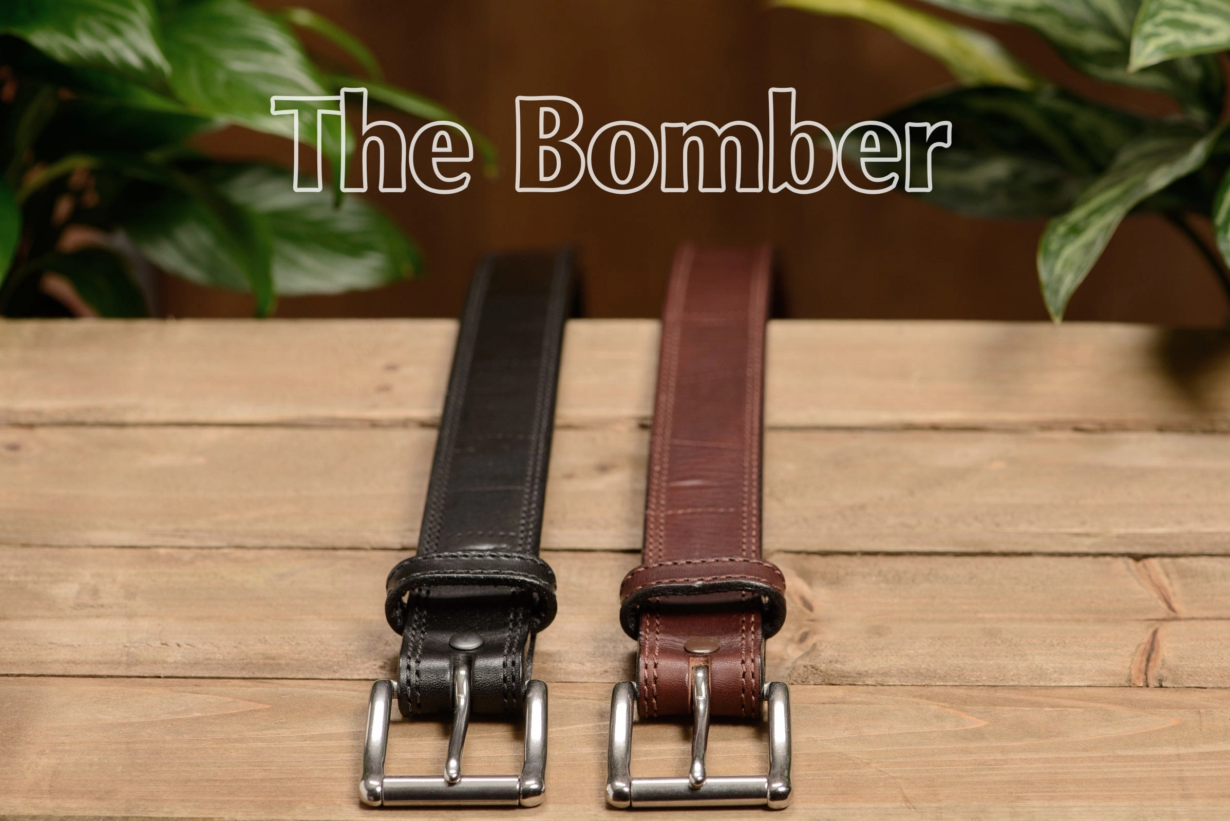 SPECIAL OFFER - The Bomber: Men's Black Double Stitched With Distressed Marks Leather Belt 1.50"