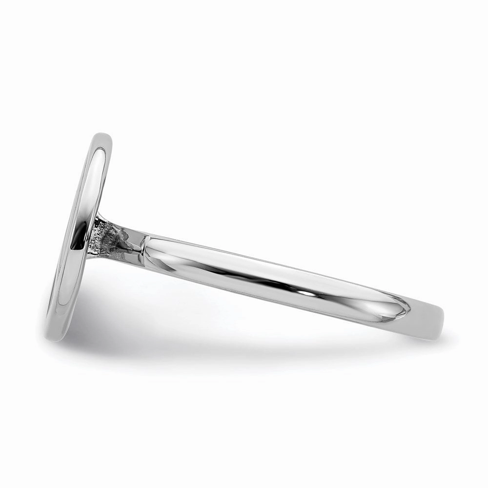 SS Stackable Expressions Polished Black Enameled Peace Sign Ring | QSK126