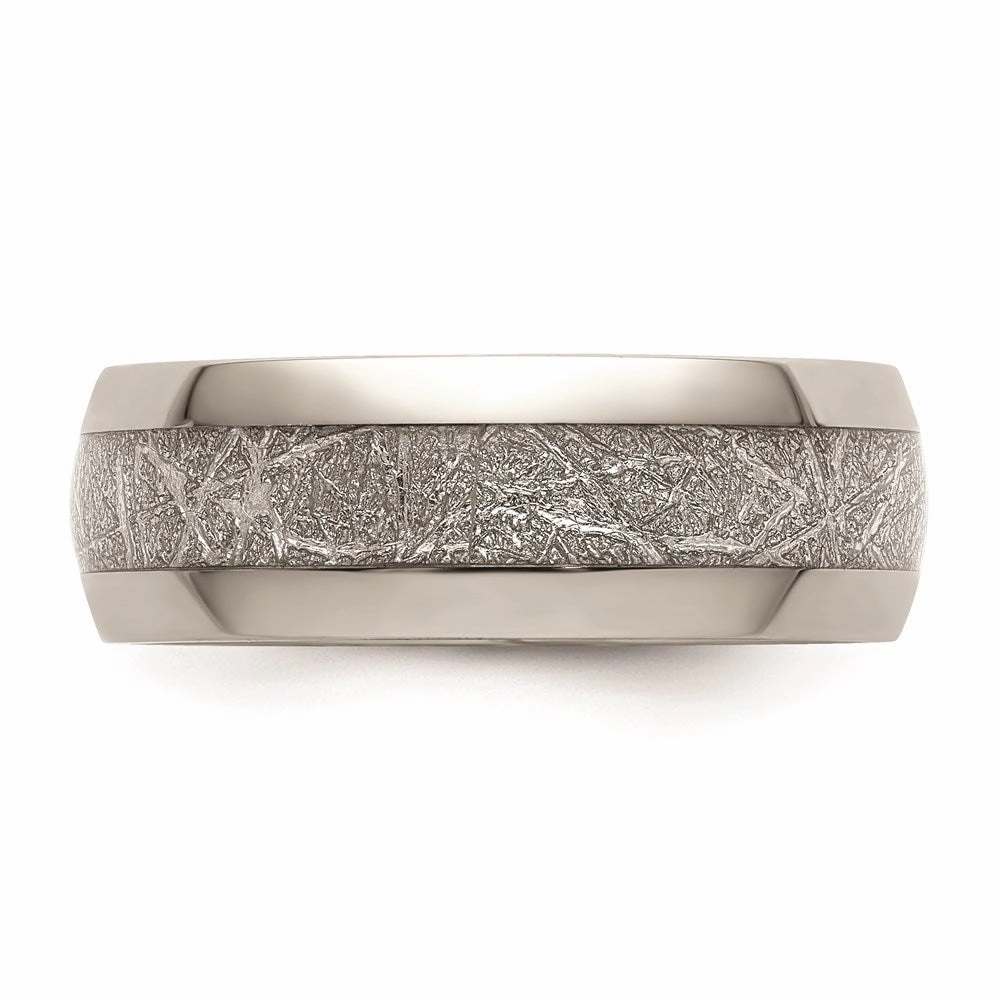 Stainless Steel Polished Glitter Paper Inlay Center 8mm Band | SR677