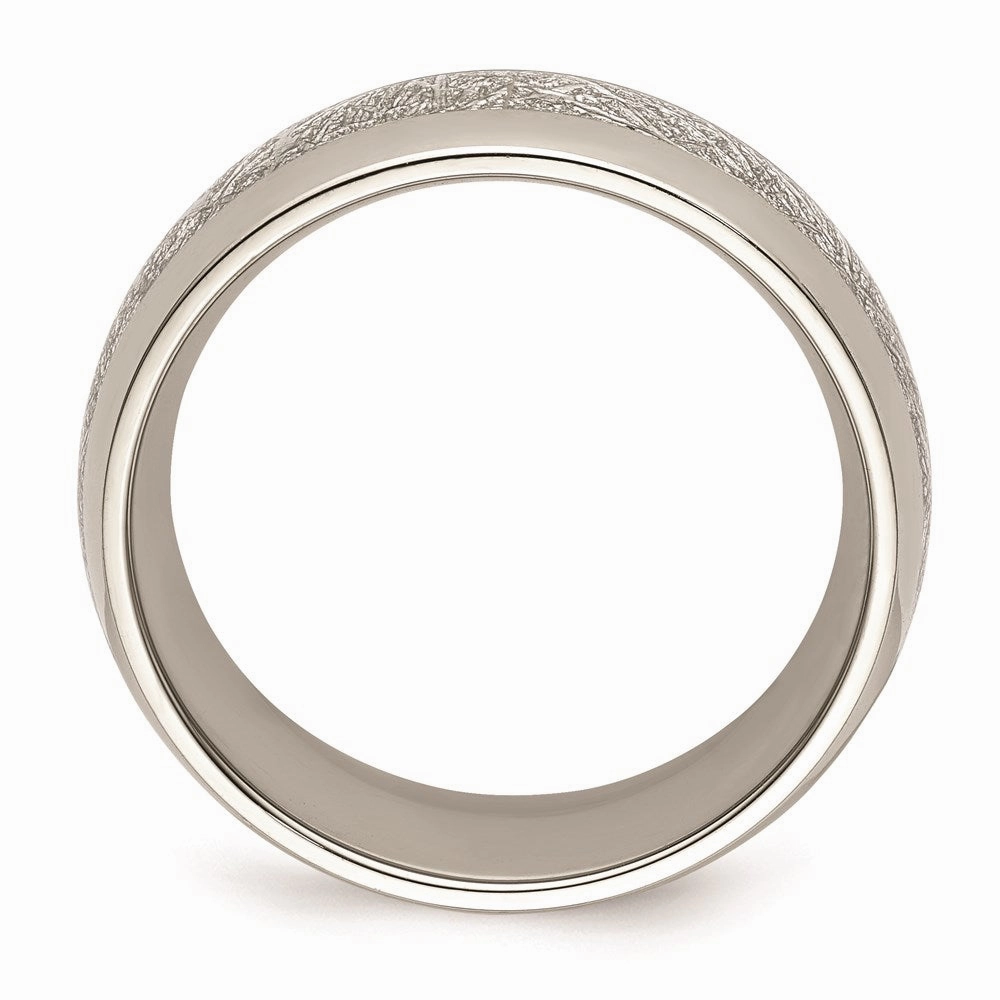 Stainless Steel Polished Glitter Paper Inlay Center 8mm Band | SR677