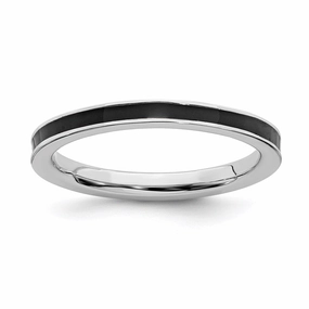 Sterling Silver Stackable Expressions Black Enameled 2.25mm Ring | QSK150