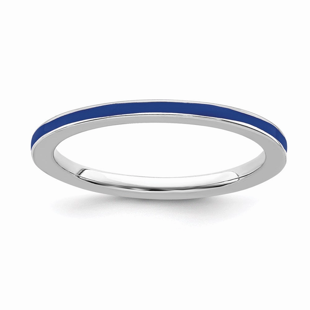 Sterling Silver Stackable Expressions Blue Enameled 1.5mm Ring | QSK132
