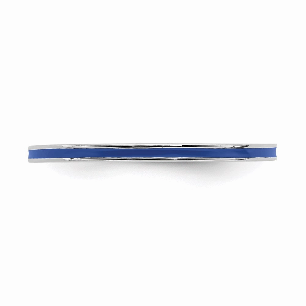 Sterling Silver Stackable Expressions Blue Enameled 1.5mm Ring | QSK132
