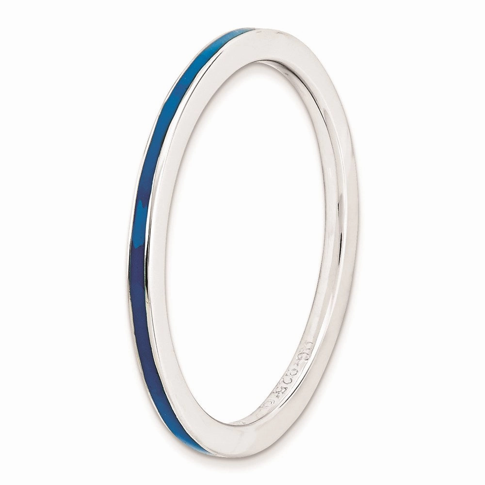 Sterling Silver Stackable Expressions Blue Enameled 1.5mm Ring | QSK132