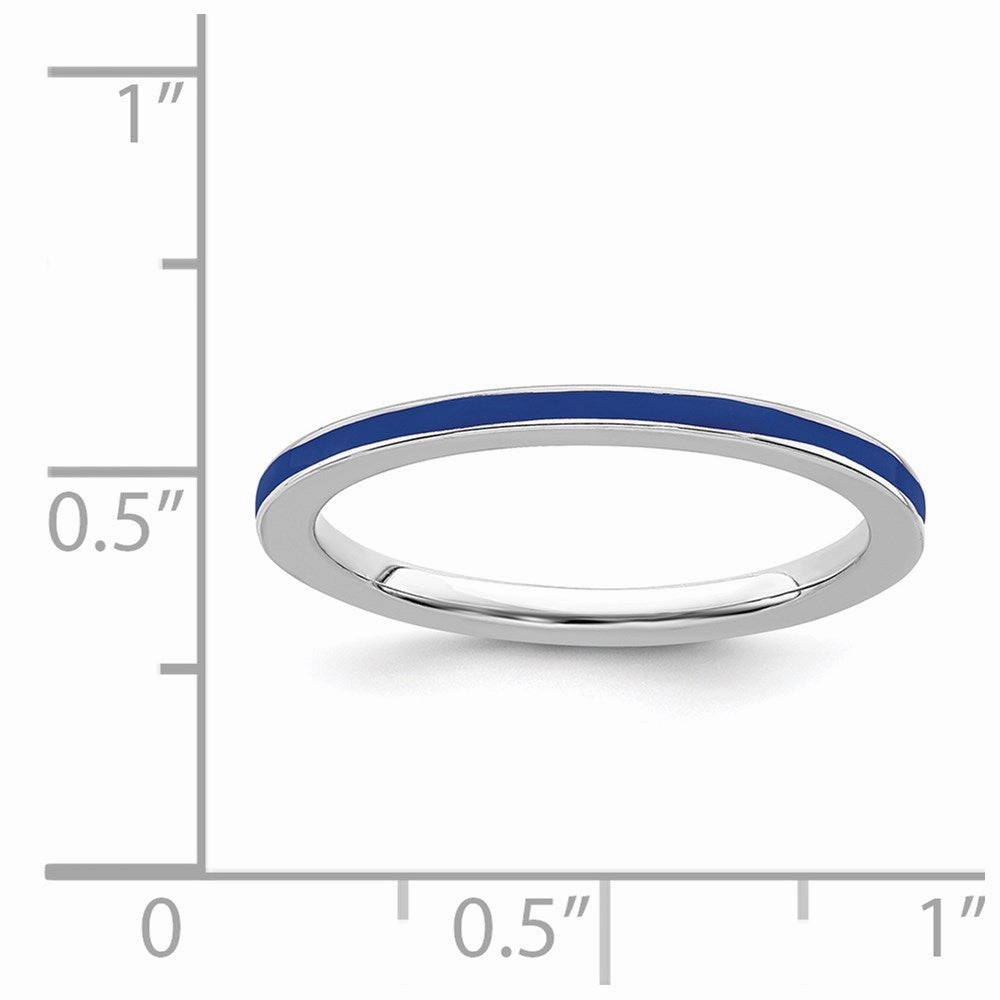 Sterling Silver Stackable Expressions Blue Enameled 1.5mm Ring | QSK132