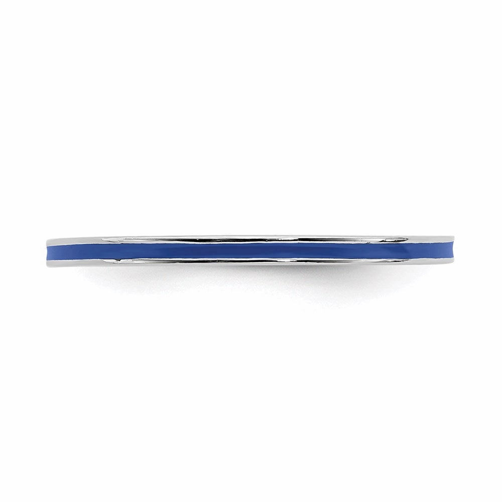 Sterling Silver Stackable Expressions Blue Enameled 1.5mm Ring | QSK132