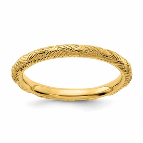 Sterling Silver Stackable Expressions Gold-plated Polished Ring | QSK2054