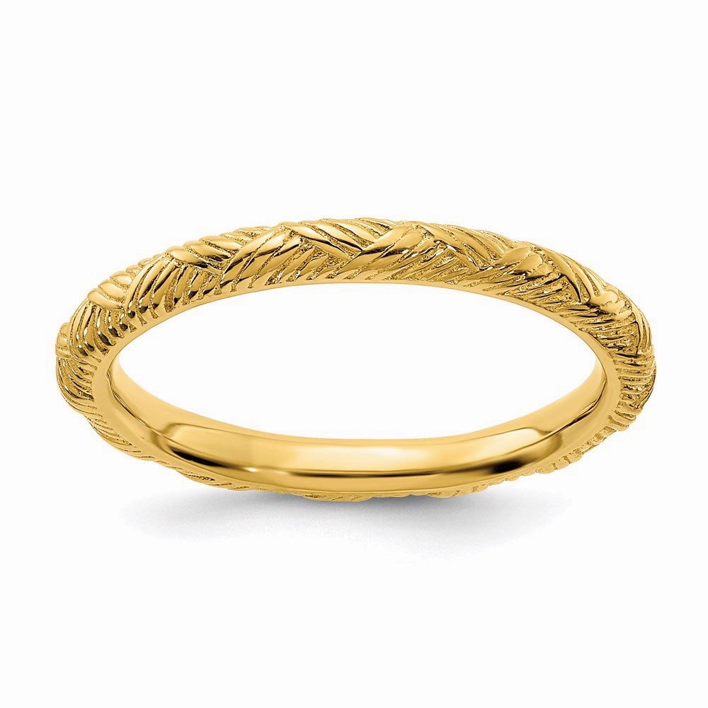 Sterling Silver Stackable Expressions Gold-plated Polished Ring | QSK2054
