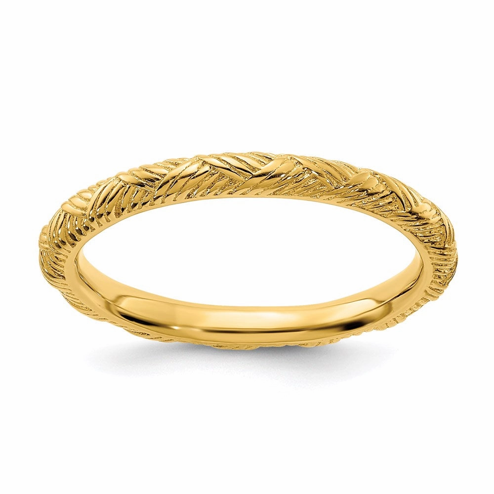 Sterling Silver Stackable Expressions Gold-plated Polished Ring | QSK2054