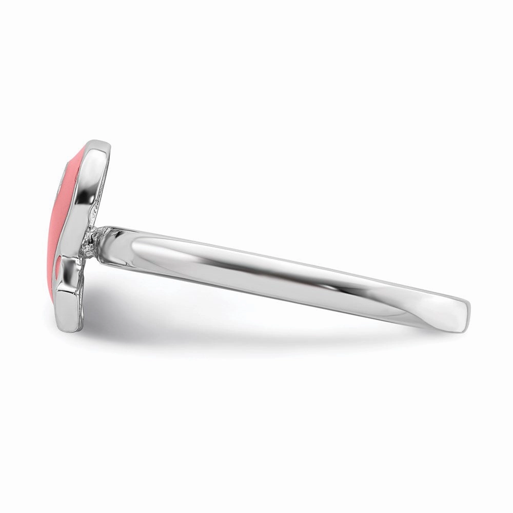 Sterling Silver Stackable Expressions Pink Enameled Awareness Ribbon Ring | QSK948