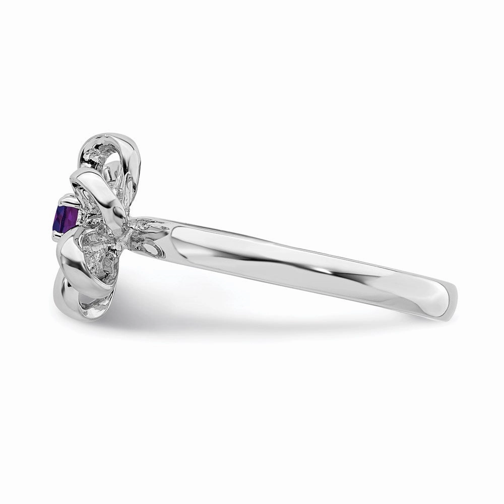 Sterling Silver Stackable Expressions Polished Amethyst Flower Ring | QSK113