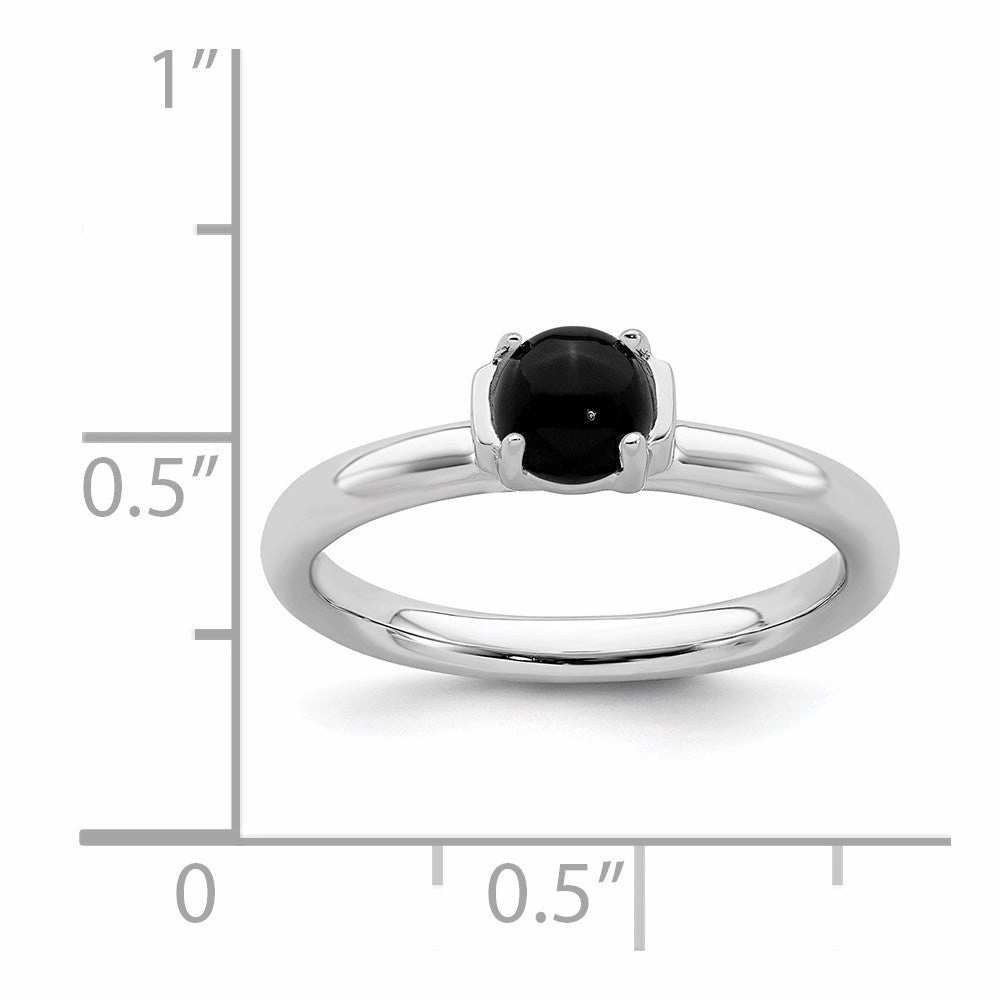 Sterling Silver Stackable Expressions Polished Black Agate Ring | QSK622
