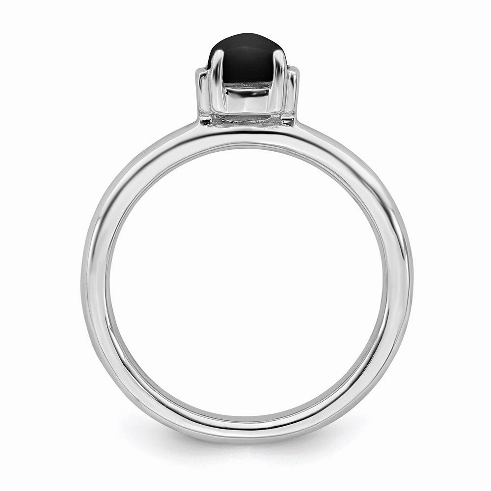 Sterling Silver Stackable Expressions Polished Black Agate Ring | QSK622