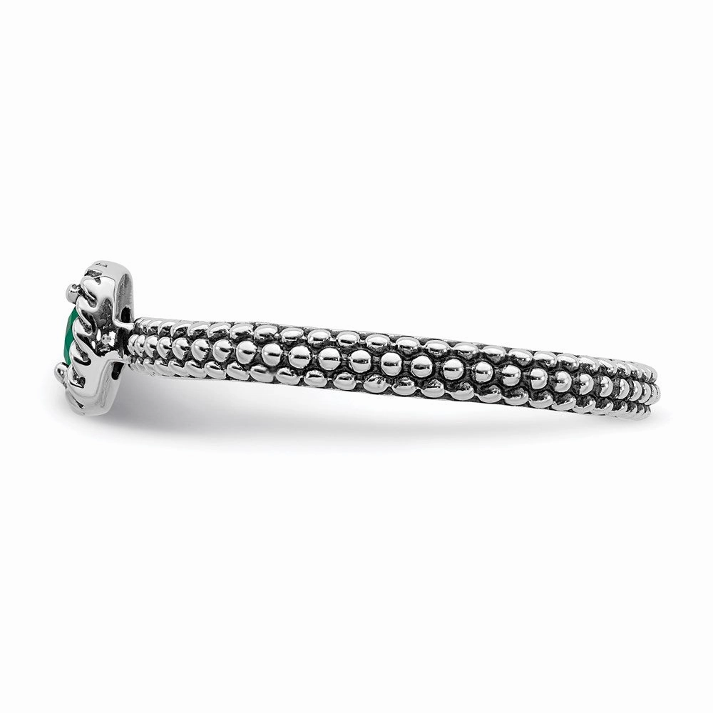 Sterling Silver Stackable Expressions Polished Cr.Emerald Ring | QSK626