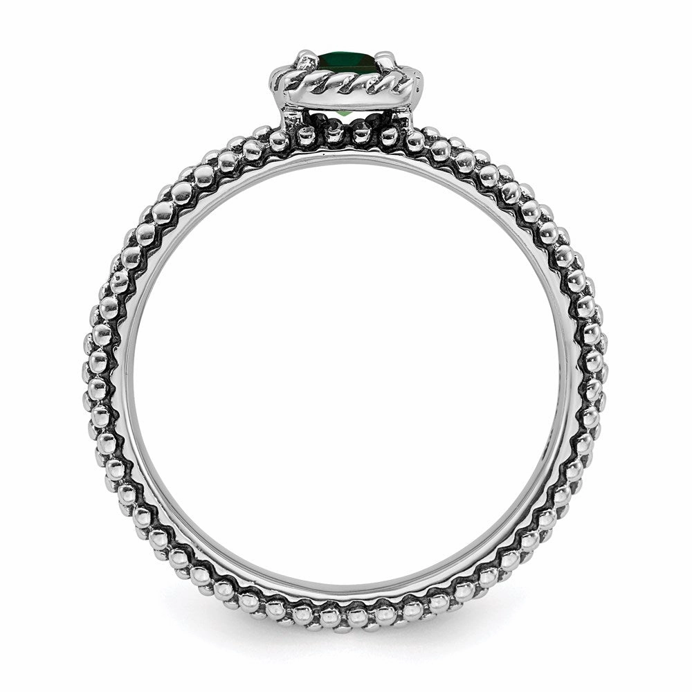 Sterling Silver Stackable Expressions Polished Cr.Emerald Ring | QSK626