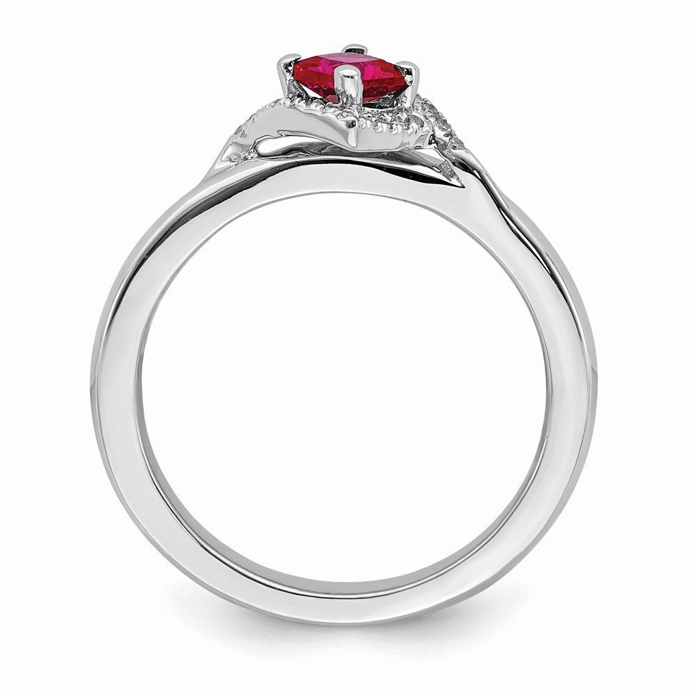 Sterling Silver Stackable Expressions Polished Cr. Ruby & Dia Ring | QSK657