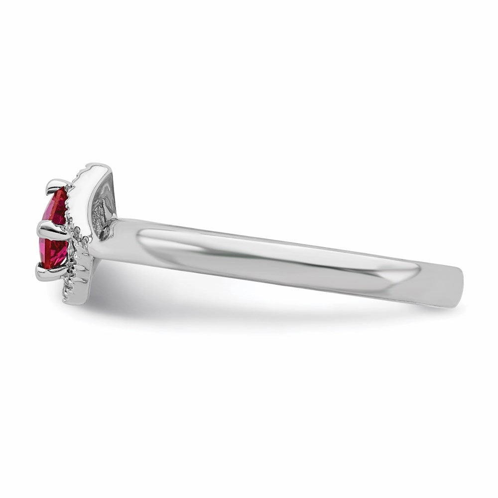 Sterling Silver Stackable Expressions Polished Cr. Ruby & Dia Ring | QSK657