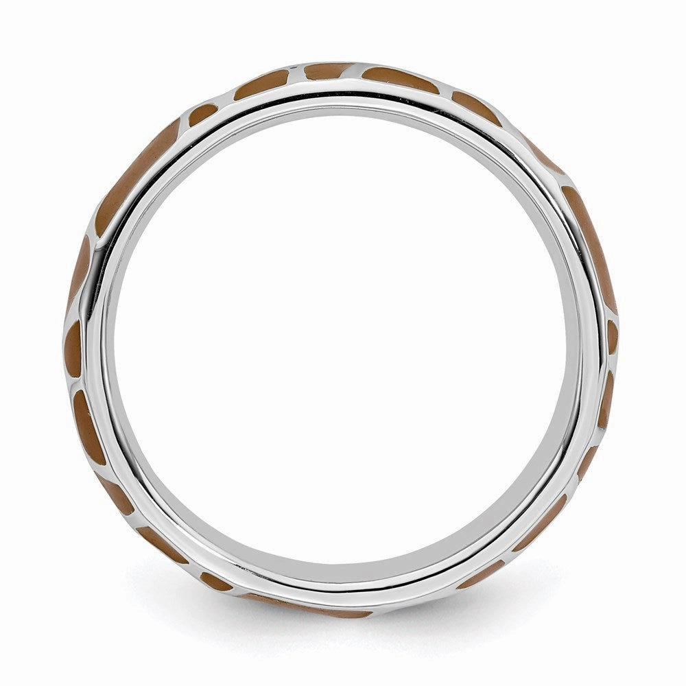 Sterling Silver Stackable Expressions Polished Enameled Animal Print Ring | QSK583
