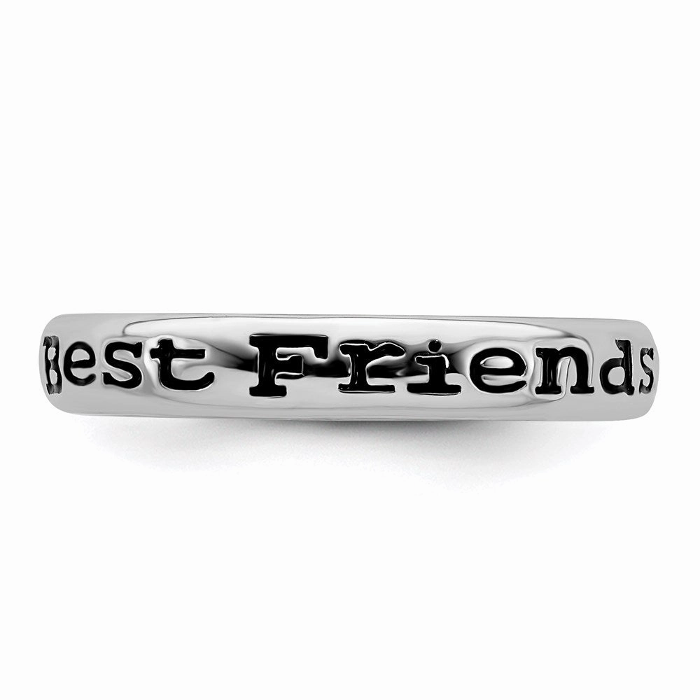 Sterling Silver Stackable Expressions Polished Enameled Friends Ring | QSK997