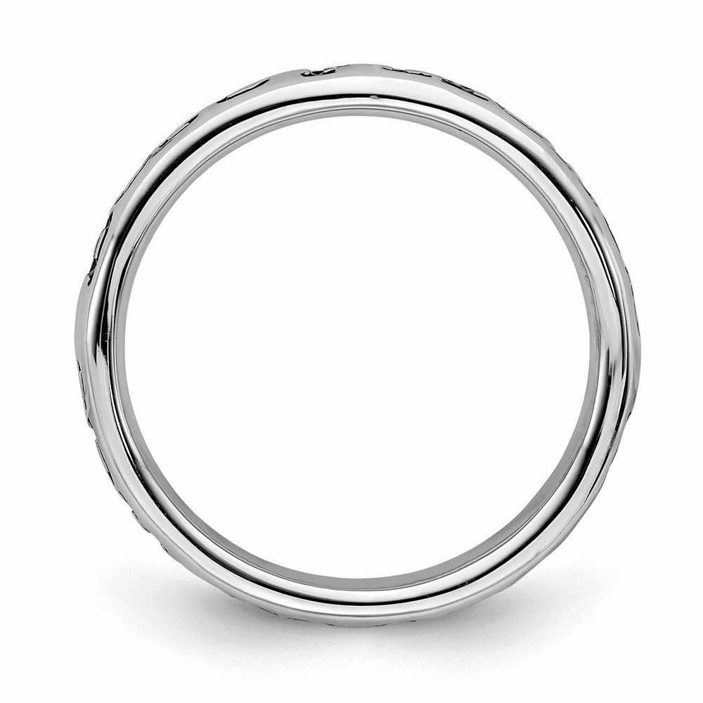 Sterling Silver Stackable Expressions Polished Enameled Friends Ring | QSK997