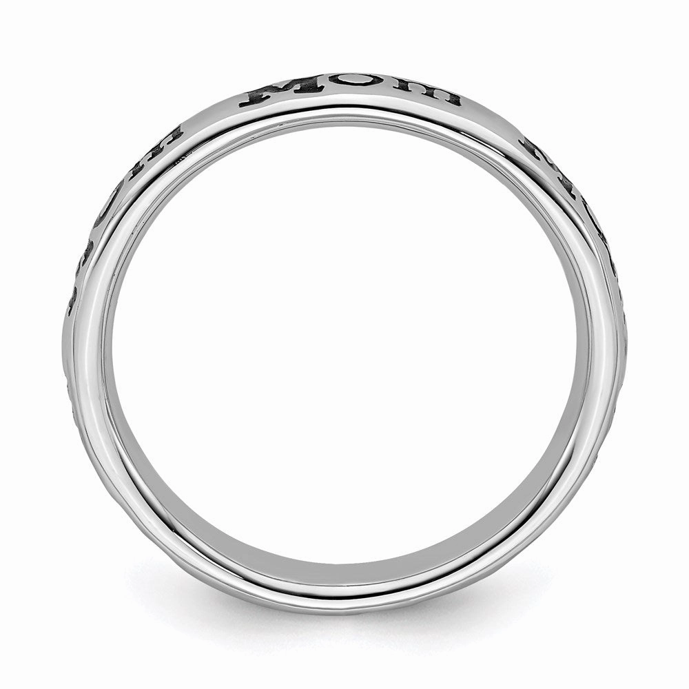 Sterling Silver Stackable Expressions Polished Enameled Mom Ring | QSK993