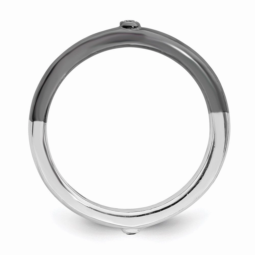 Sterling Silver Stackable Expressions Polished Half White/Black Dia Ring | QSK629
