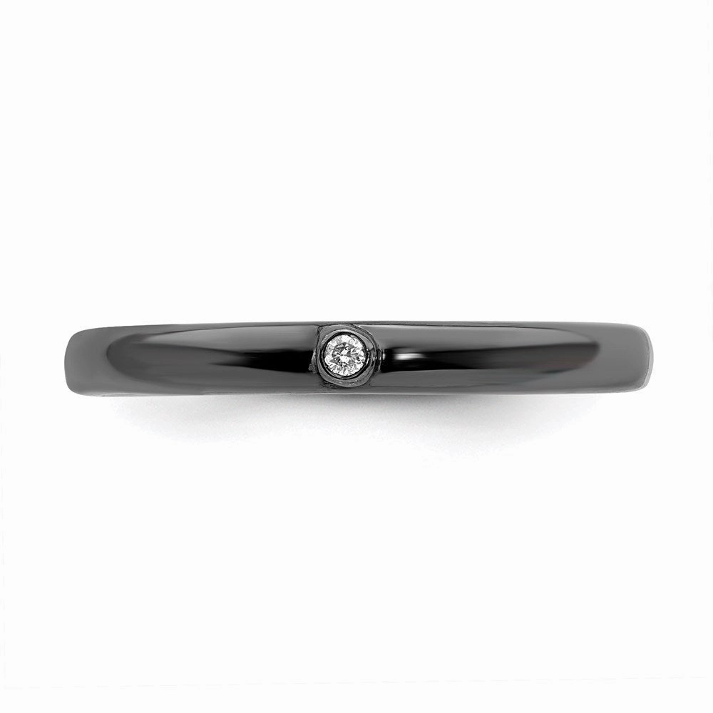 Sterling Silver Stackable Expressions Polished Half White/Black Dia Ring | QSK629