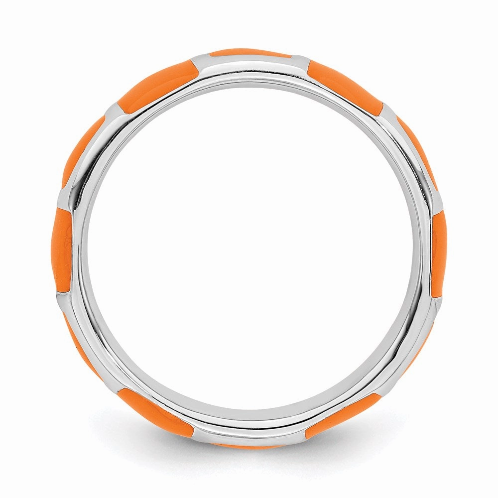 Sterling Silver Stackable Expressions Polished Orange Enameled Ring | QSK595