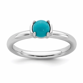 Sterling Silver Stackable Expressions Polished Turquoise Ring | QSK615