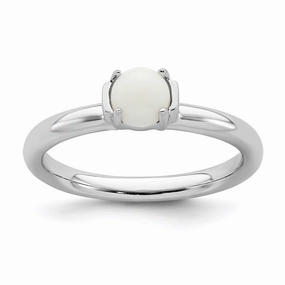 Sterling Silver Stackable Expressions Polished White Agate Ring | QSK621