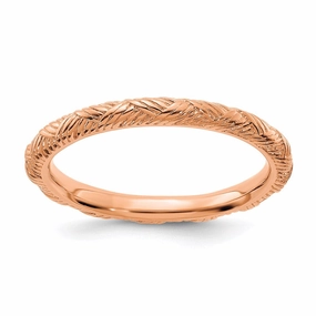 Sterling Silver Stackable Expressions Rose Gold-plated Polished Ring | QSK2055
