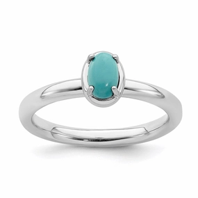 Sterling Silver Stackable Expressions Turquoise Polished Ring | QSK901