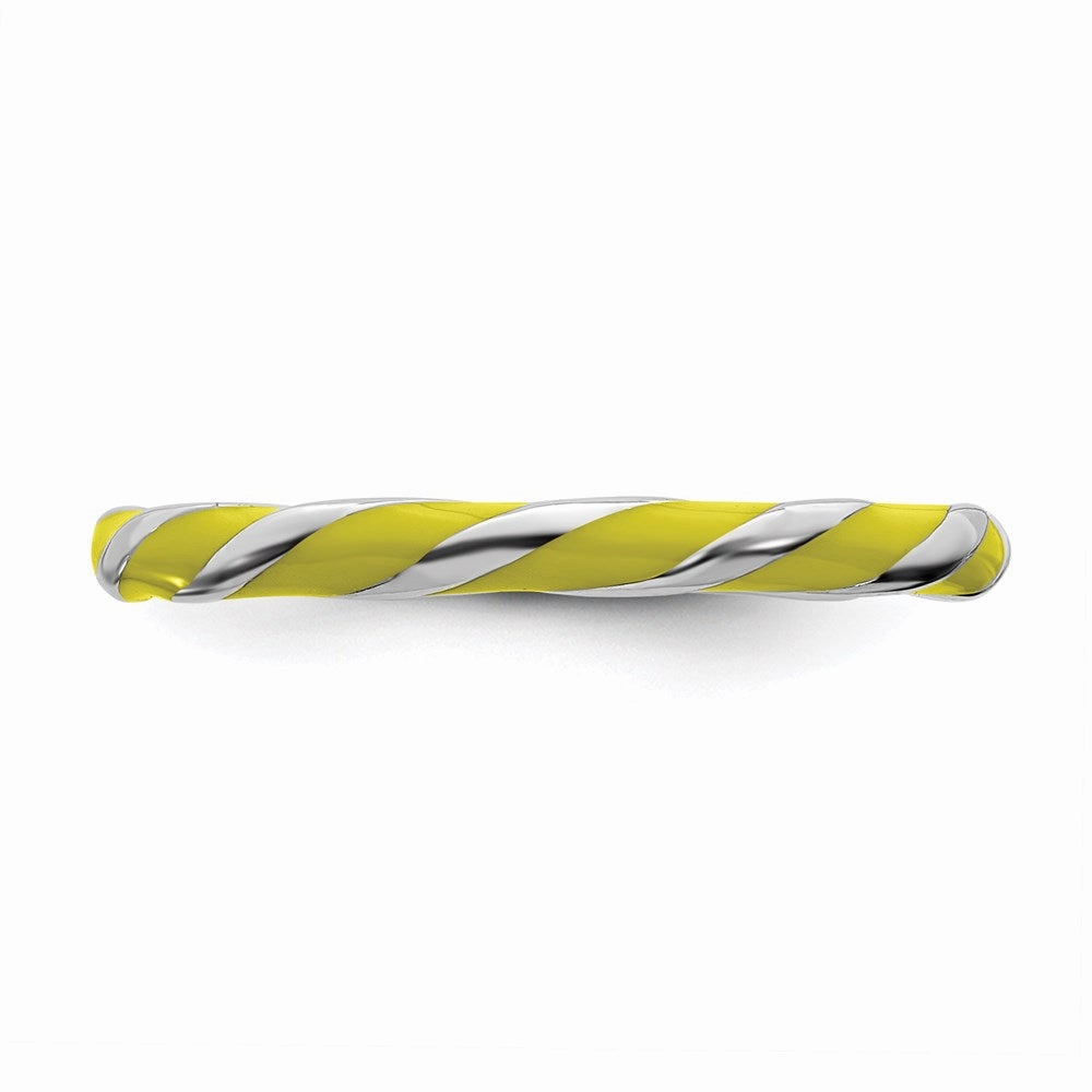 Sterling Silver Stackable Expressions Twisted Yellow Enameled Ring | QSK548