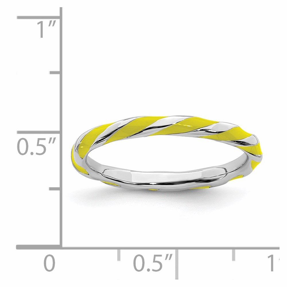 Sterling Silver Stackable Expressions Twisted Yellow Enameled Ring | QSK548