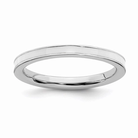 Sterling Silver Stackable Expressions White Enameled 2.25mm Ring | QSK149
