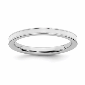 Sterling Silver Stackable Expressions White Enameled 2.25mm Ring | QSK149