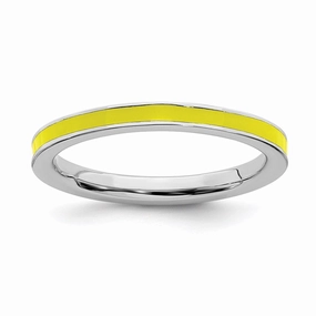 Sterling Silver Stackable Expressions Yellow Enameled 2.25mm Ring | QSK144