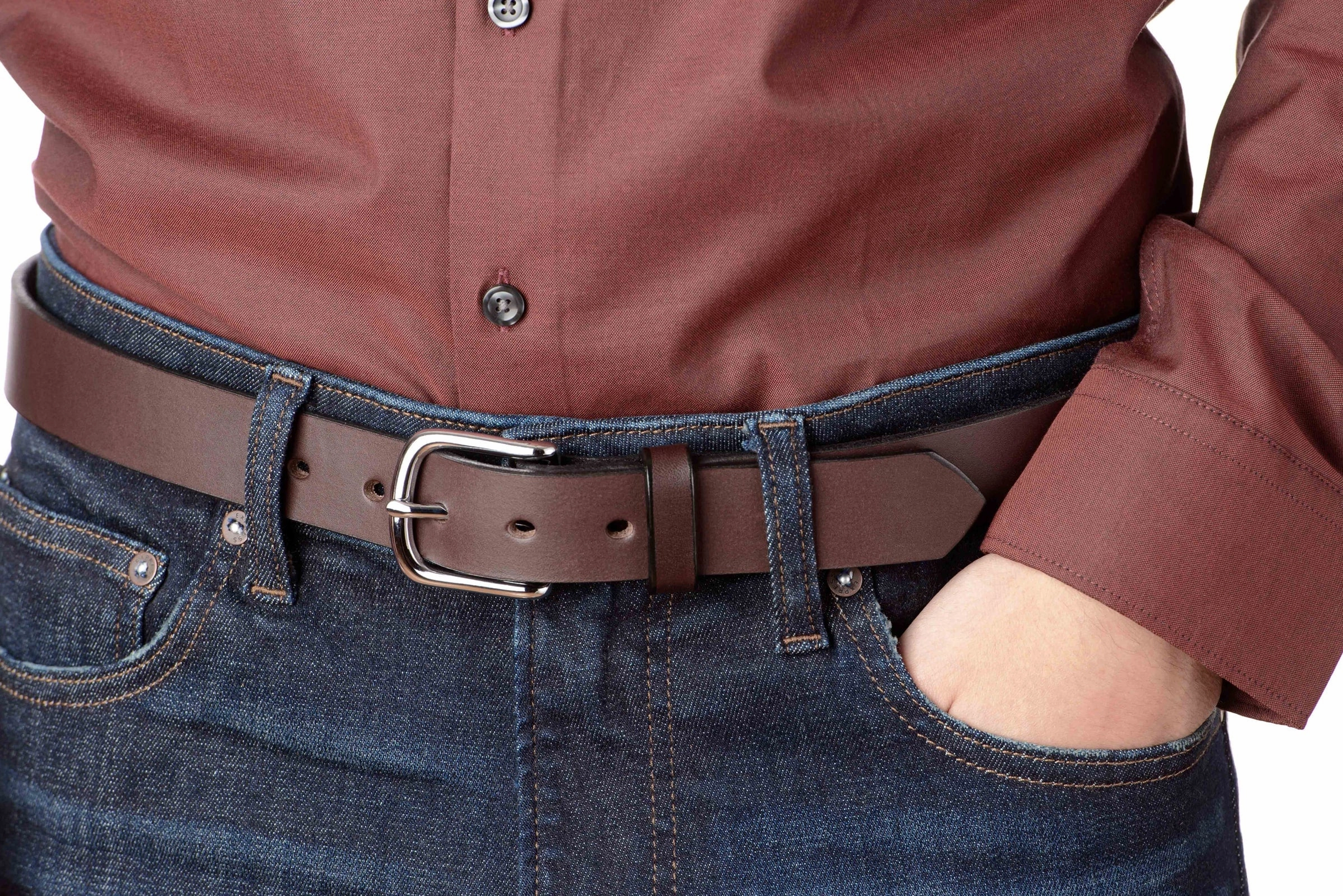 The Colt: Brown Non Stitched Leather Belt 1.25"