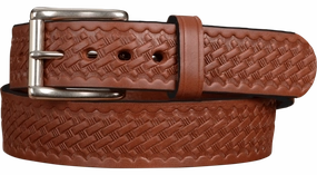 The Eastwood: Men's Medium Brown Basket Weave Leather Belt Max Thick 1.50"