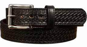 The Norris: Black Stitched Basket Weave Max Thick With Steel Core 1.50"
