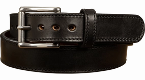 The Norris: Men's Black Stitched Leather Belt Max Thick With Steel Core 1.50"